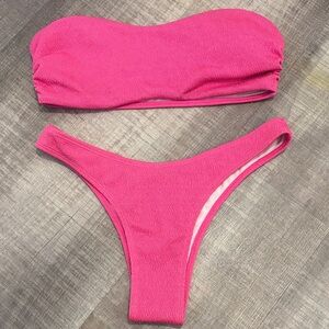 pink bandeau bikini